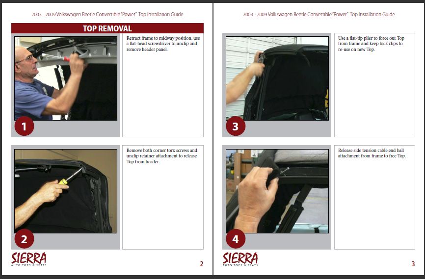 VW Beetle Convertible Top Installation Instructions