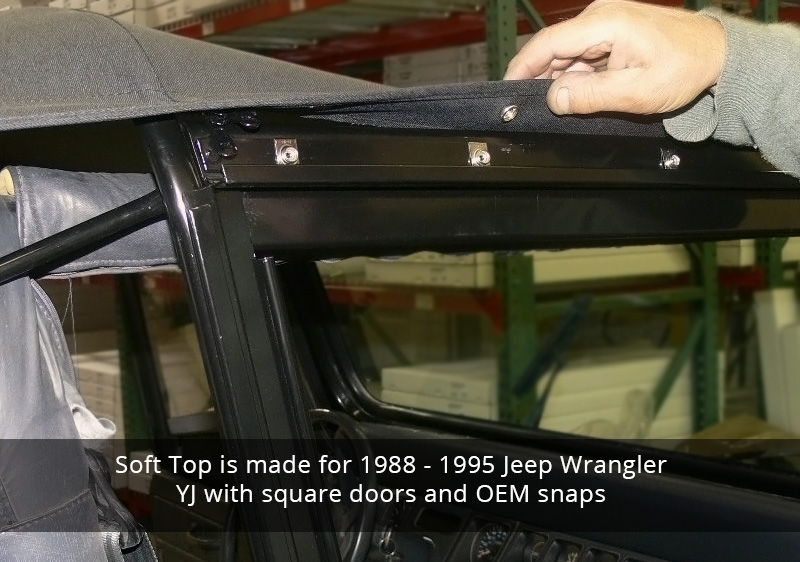 Sierra Offroad Jeep Wrangler YJ Soft Top 88-95 in Black Denim Tinted Windows