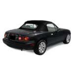 Mazda Convertible Top 1990-2005 Miata Factory Style Zippered Glass Window Apex Twill Grain Vinyl Black No Rain Rail