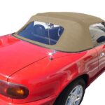 Mazda Convertible Top 1990-1997 Miata Factory Style Zippered Plastic Window with Rain Rail Cabrio Grain Vinyl Light Tan
