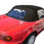 Mazda Convertible Top 1990-1997 Miata Factory Style Zippered Plastic Window with Rain Rail Cabrio Grain Vinyl Black