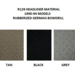 Mercedes 1990-1994 300-600SL Convertible Headliner, Twill Bowdrill, Black