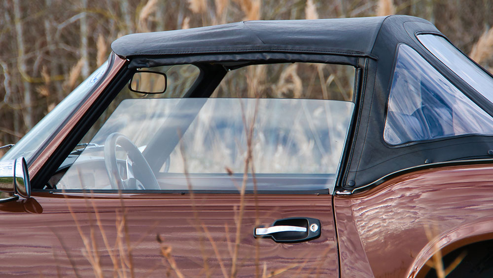 Water beading on a well-maintained convertible soft top